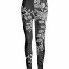Lily | Gray & Silver Floral Velvet Leggings - Women