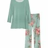 Lily | Turquoise & Pink Floral Polka Dot Tunic Pajama Set - Women & Plus