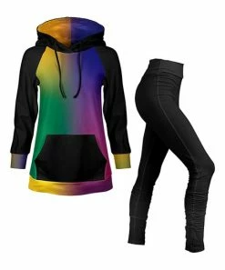 Lily | Black & Pink Ombré Kangaroo-Pocket Hoodie & Leggings - Women & Plus