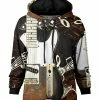 Lily | Brown & Black Guitar Pocket Hoodie - Women