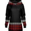 Lily | Black & Red Plaid Color Block Slim-Fit Longline Hoodie - Women