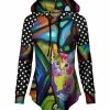 Lily | Black & Blue Abstract Cat & Polka Dot Curved-Hem Hoodie - Women & Plus