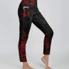 Lily | Black & Red Floral Pocket Leggings - Plus