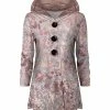 Lily | Pink & Rose Gold Leopard Button-Front Velvet Hooded Tunic - Women