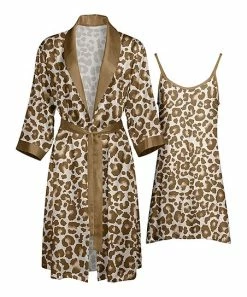 Lily | Cream & Taupe Leopard Robe & Nightgown - Women & Plus