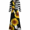 Lily | Black & White Sunflower Stripe Shirt Dress - Women & Plus