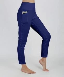 Lily | Blue Solid High-Waisted Pocket Leggings - Plus