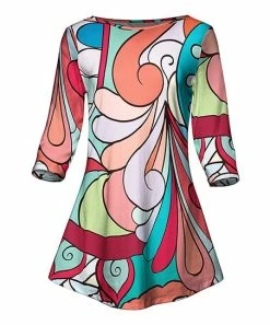 Lily | Pink & Blue Abstract A-Line Tunic - Women
