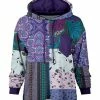Lily | Purple & Teal Floral Patchwork Loose Fit Pocket Hoodie - Women & Plus