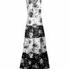 Lily | White & Black Floral Block Sleeveless Maxi Dress - Women