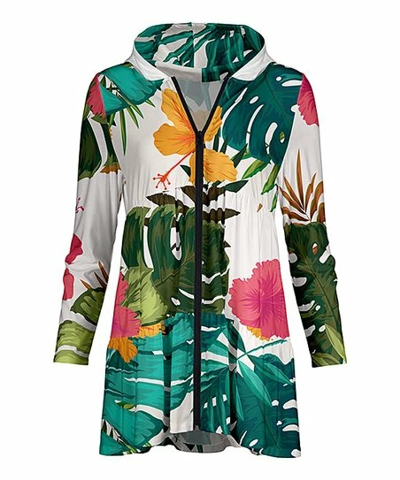 Lily | White & Green Leaf Tiered Hoodie - Women & Plus 1 Lily | White & Green Leaf Tiered Hoodie - Women & Plus