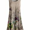 Lily | Beige Floral Pleated Sleeveless Tunic - Women