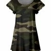Lily | Green & Black Camo Flutter-Sleeve Tunic - Plus