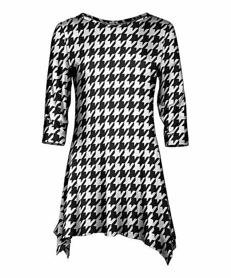 Lily | Black & White Houndstooth Sidetail Tunic - Women & Plus 1 Lily | Black & White Houndstooth Sidetail Tunic - Women & Plus