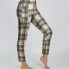 Lily | White & Brown Plaid Pocket High-Waist Leggings - Women