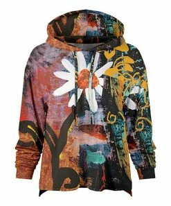 Lily | Orange Floral Loose Fit Pocket Hoodie - Women & Plus