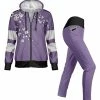 Lily | Lavender & Black Floral Stripe Front-Pocket Hoodie & Pocket High-Waist Leggings - Plus