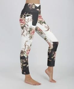 Lily | Pink & Gray Floral Pocket High-Waist Leggings - Plus