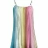 Lily | Pink & Turquoise Ombré Stripe Pleated Sleeveless Tunic - Women