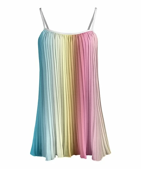 Lily | Pink & Turquoise Ombré Stripe Pleated Sleeveless Tunic - Women 1 Lily | Pink & Turquoise Ombré Stripe Pleated Sleeveless Tunic - Women