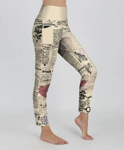 Lily | Beige & Black Stamp Pocket Leggings - Women