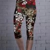 Lily | Red & Black Floral Capri Leggings - Plus