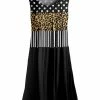 Lily | Black Polka Dot Leopard Stripe Contrast Pleated Sleeveless Tunic - Women