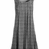 Lily | Black & White Houndstooth Pleated Sleeveless Tunic - Women & Plus