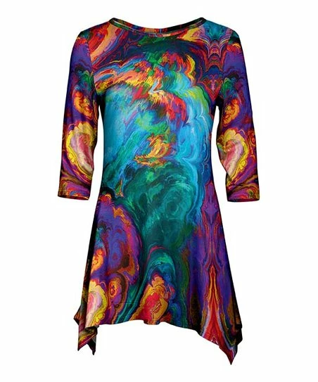 Lily | Blue Brushstroke Sidetail Tunic - Plus 1 Lily | Blue Brushstroke Sidetail Tunic - Plus