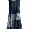 Lily | Navy & White Floral Patchwork Pleated Sleeveless Tunic - Women