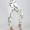 Lily | Purple & White Floral Leaf Pocket High-Waist Leggings - Plus