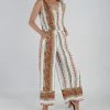 Lily | White & Orange Paisley Side-Pocket Sleeveless Jumpsuit - Women