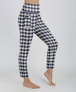 Lily | Navy & White Buffalo Check High-Waist Pocket Leggings - Women