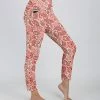 Lily | Pink & Beige Paisley High-Waist Pocket Leggings - Women