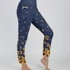 Lily | Navy & Yellow Sunflower Dot High-Waist Pocket Leggings - Plus