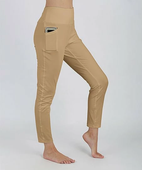 Lily | Light Brown Pocket Leggings - Women 1 Lily | Light Brown Pocket Leggings - Women
