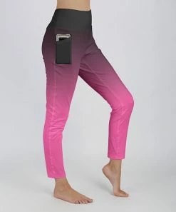 Lily | Black & Pink Ombré High-Waist Pocket Leggings - Plus