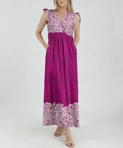 Lily | Pink & White Floral Surplice Pocket Maxi Dress - Plus