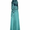 Lily | Turquoise & Navy Floral Sleeveless Blouson Maxi Dress - Women & Plus