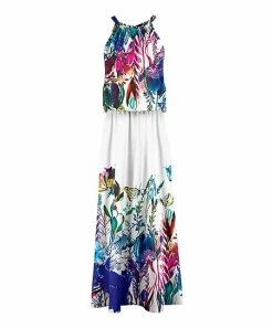 Lily | White & Purple Butterfly Garden Sleeveless Blouson Maxi Dress - Women & Plus