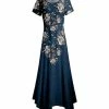 Lily | Blue & White Floral Knit-Print Scoop Neck Handkerchief Maxi Dress - Women & Plus