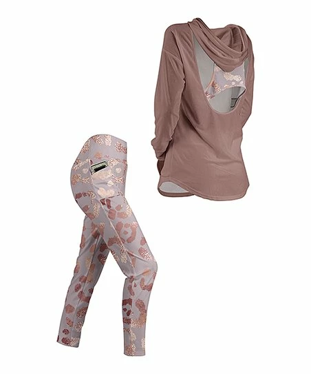 Lily | Lavender Cutout-Back Hoodie & Pink Leopard Pocket Leggings - Women & Plus 1 Lily | Lavender Cutout-Back Hoodie & Pink Leopard Pocket Leggings - Women & Plus