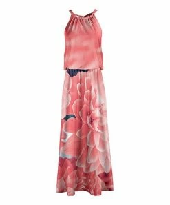 Lily | Pink & Green Floral Sleeveless Blouson Maxi Dress - Women & Plus