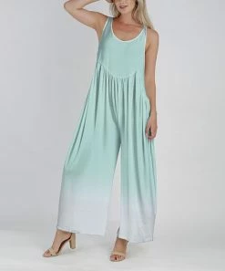Lily | Light Mint & White Ombré Sleeveless Wide-Leg Jumpsuit - Women