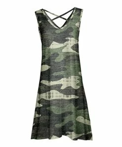 Lily | Olive & Green Camo Sleeveless Crisscross-Back Dress - Women & Plus