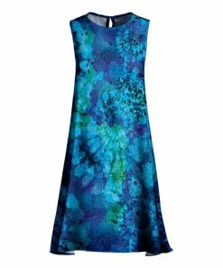 Lily | Blue & Green Watercolor Sleeveless Shift Dress - Women & Plus