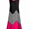 Lily | Pink & Black Wavy Stripe Sleeveless Shift Dress - Women & Plus