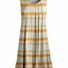 Lily | Brown & Beige Stripe Pleat-Front Sleeveless Tunic - Women