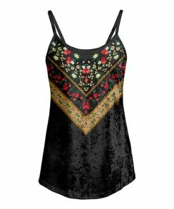 Lily | Black Floral Velvet Camisole - Women