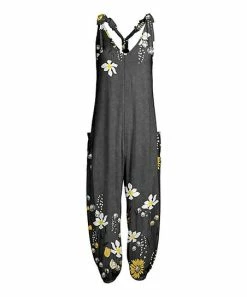 Lily | Gray & White Floral Racerback Jumpsuit - Plus